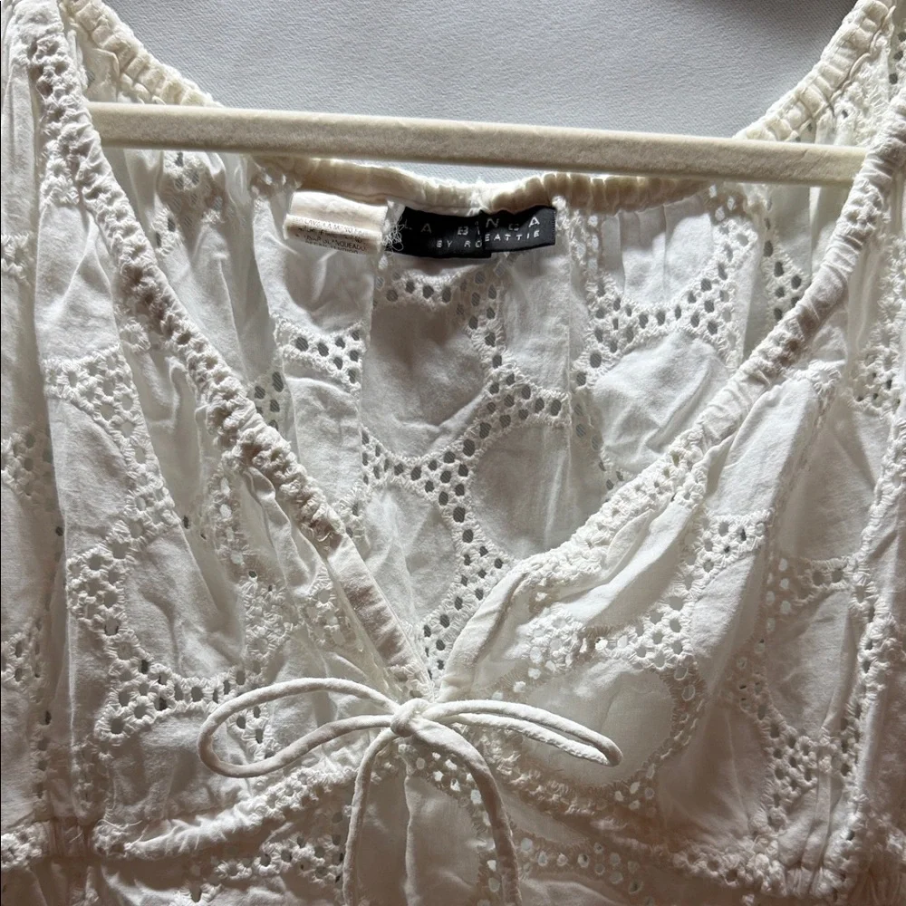 Eyelet Tie-Front Sundress‎ in Cream